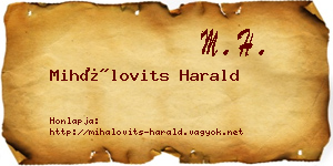 Mihálovits Harald névjegykártya